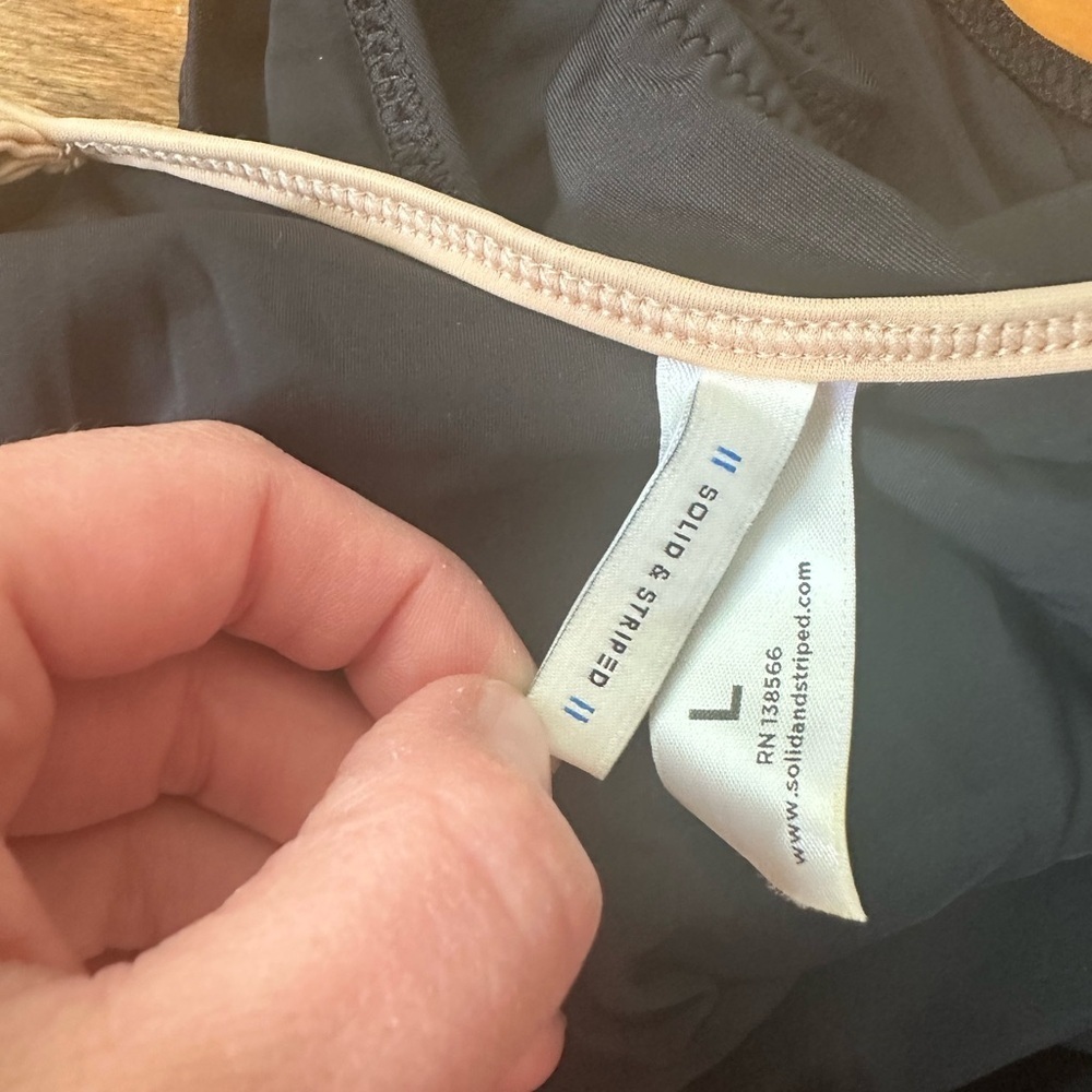 Solid + Striped Black Low Back Swimsuit - image 3